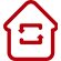 Groupe Aladin | Icône rouge détourée d'une maison avec des flèches